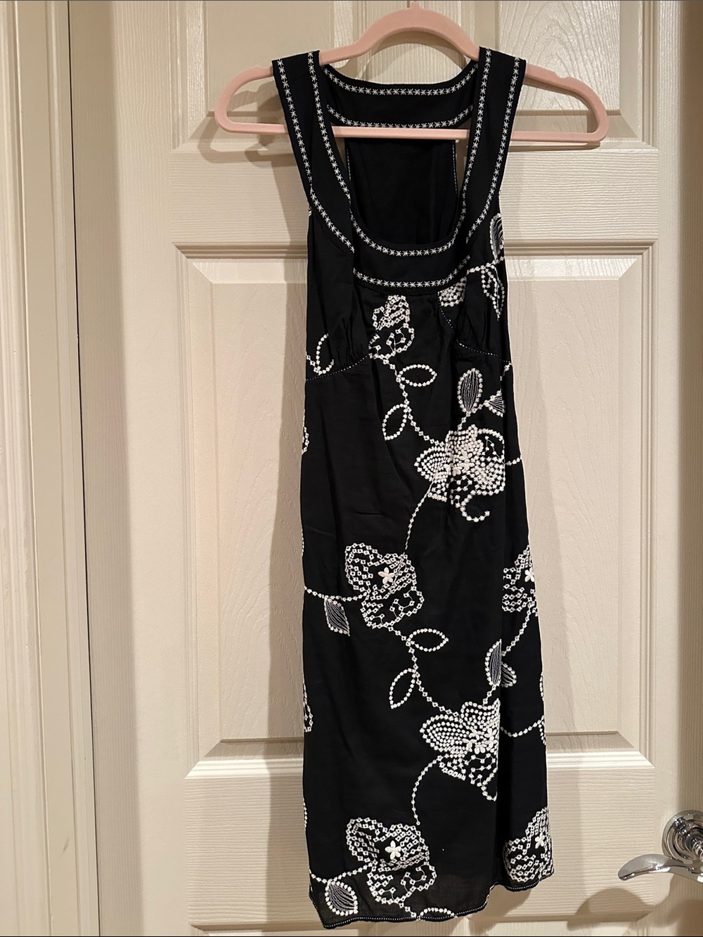 Black Floral embroidered Sleeveless Dress